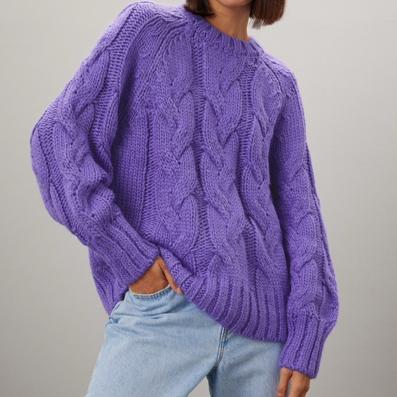 Love, Whit by Whitney Port Sweaters - Love, Whit by Whitney Port Purple Chunky Sweater, S
